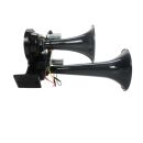 TGV Drucklufthorn, 2-Klang-Fanfare, Doppel-Trompete in schwarz, E9-Zulassung, ca. 130 dB, 24V