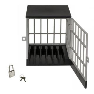 Handy-Gefängnis für max. 6 Smartphones mit Schloß, 2 Schlüsseln, Gefängniszelle für Mobil-Telefone, Familien-Handy-Auszeit, Steck-Montage
