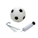 Kinder Fußballtore 2er Set mit Begrenzungsbanden, Ball, Ballpumpe mit Adapter, Steck-Klick-Montage, Heringe inkl., ca. 426 x 36 x 120 cm