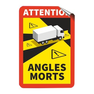 10x LKW Warnhinweis-Aufkleber Achtung Toter Winkel (Attention Angles Mort) für Fahrzeuge über 3,5 Tonnen, seit 1.1.2021 Pflicht für LKWs in Frankreich, selbstklebend