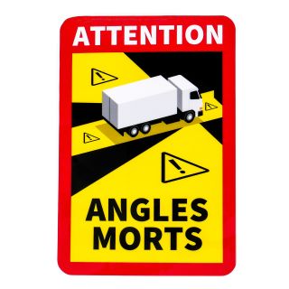 LKW Warnhinweis Magnetschild Achtung Toter Winkel (Attention Angles Mort) für Fahrzeuge über 3,5 Tonnen, seit 1.1.2021 Pflicht für LKWs in Frankreich