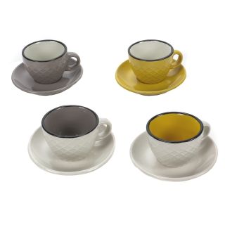 Espresso-Set 4 Espresso-Tassen mit Untertasse Keramik-Tassen für Espresso, Volumen ca. 90 ml