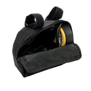 Mini-Fußpumpe mit Manometer für Fahrrad, Luftmatratze etc., kompakte Luftpumpe plus Transporttasche mit Klettbändern zum Befestigen, Dual-Kopf, 3 Ventil-Adapter