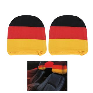 Fan-Artikel Auto Kopfstützenbezug im 2-er Set in Universalgröße für PKW, in den Farben der Deutschland-Flagge schwarz-rot-gold, wiederverwendbar, waschbar