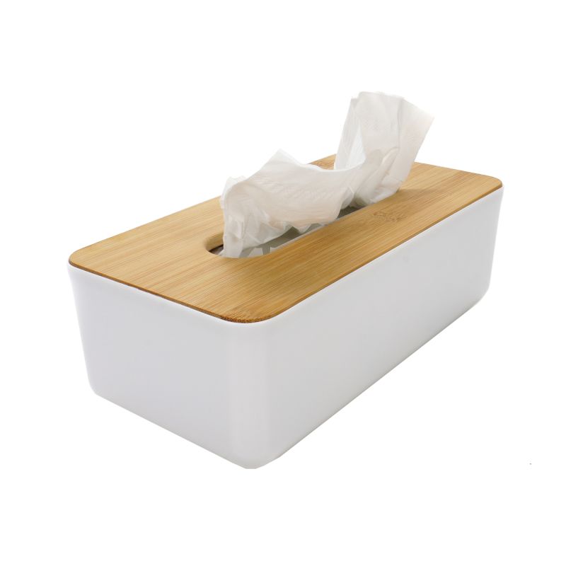 Taschentuchbox mit Bambusdeckel für Kosmetiktücher und