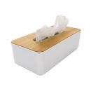 Taschentuchbox mit Bambusdeckel für Kosmetiktücher und Abschminktücher, für Bad, Küche und Arbeitsplatz, Größe ca. 26 x 13 x 8,5 cm
