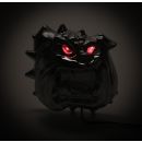 Bulldoggen-Kopf mit rot leuchtenden Augen in Chrom-Optik,...