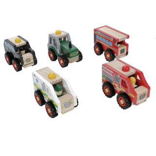 Kinderspielzeug Holzauto mit Fahrer, bunt lackiert, mit leisen leicht rollenden Kunststoffreifen, Größe ca. 12,5 x 7,5 x 10 cm