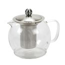 Teekanne aus Glas mit Sieb, 1,2 Liter Kanne, Deckel und Sieb aus Edelstahl, Teebereiter aus hitzebeständigem Glas