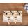 10-teiliges Vorspeisen-Set mit Holz-Tablett in Palettenform 3 hohe klare Gläser mit beschichtetem Stahllöffel und 3 Appetizer Keramik-Schalen weiß mit Griff, spülmaschinenfest