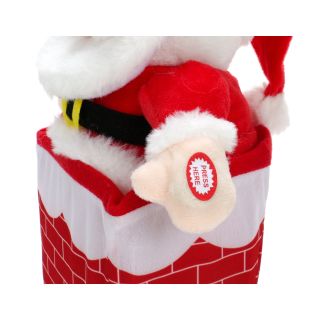 Weihnachtsmann im Kamin, singt und bewegt sich auf und ab auf Sensor-Knopfdruck zu Merry Christmas, Batteriebetrieb, Höhe (von - bis) ca. 27 - 37 cm, rot-weiß