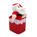 Weihnachtsmann im Kamin, singt und bewegt sich auf und ab auf Sensor-Knopfdruck zu Merry Christmas, Batteriebetrieb, Höhe (von - bis) ca. 27 - 37 cm, rot-weiß