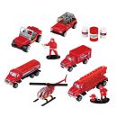 Auto-Spielset 31 Teile, Feuerwehr Station, Löschfahrzeuge, Hubschrauber etc., Spielzeug-Set aus Metall und Kunststoff