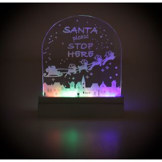 Weihnachtsschild mit 4 farbigen LEDs, Advents- und Weihnachts-Dekoration, transparentes Schild mit weißem Druck, farbig leuchtend, Batteriebetrieb