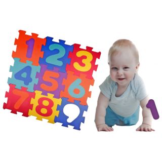 Puzzlematte mit Zahlen 1-9 für Babys und Kleinkinder, 8 Teile, 9 Bodenplatten mit herausnehmbaren Zahlen zum Puzzlen, leicht zusammensetzbar, weicher Schaumstoff