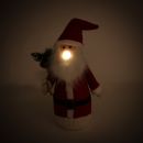 Weihnachtsfigur, Weihnachtsmann mit leuchtender Knollennase 1 LED, Nikolaus mit Jute-Sack, Tannengrün und Zapfen, Größe ca. 60 x 30 x 20 cm
