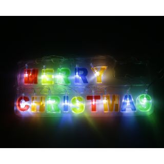 Merry Christmas Lichterkette mit 14 LEDs, die je in einem Buchstaben leuchten, jeder Buchstabe ca. 3,5 - 4 cm hoch, Weihnachtsdeko