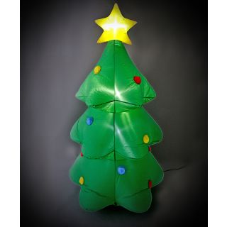Aufblasbarer XXL-Weihnachtsbaum mit Gebläse und LED-Beleuchtung für Privat und Gewerbe, für Indoor / Outdoor, mit 4 Heringen und Seilen zum Befestigen, (H) ca. 190 cm