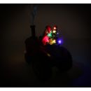 Weihnachtsmann auf geschmückter Dampfmaschine, beleuchtete Weihnachtsszene 10 LEDs multicolor und weiß, Ton und Dampf