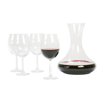 4 Rotweingläser + Weinkaraffe zum Dekantieren, Weindekanter, Karaffe, Weinbelüfter, Dekanter, Volumen ca. 750 ml, Glas je ca. 570 ml