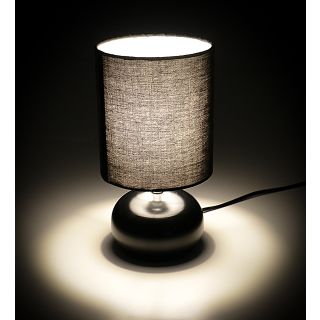 Tischlampe mit schwarzem Lampenschirm, Lampenfuß aus Metall, Leuchtmittel E14, max. 40W, HxØ Fuß) ca. 26,5 x 11,5 cm