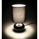Tischlampe mit schwarzem Lampenschirm, Lampenfuß aus Metall, Leuchtmittel E14, max. 40W, HxØ Fuß) ca. 26,5 x 11,5 cm