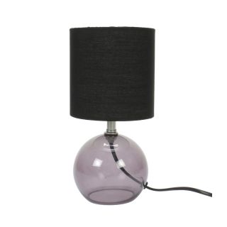 Tischlampe mit schwarzem Lampenschirm, Lampenfuß transparentes graues Glas, Leuchtmittel E14, max. 40W, HxØ Fuß) ca. 24,5 x 10,5 cm