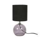 Tischlampe mit schwarzem Lampenschirm, Lampenfuß transparentes graues Glas, Leuchtmittel E14, max. 40W, HxØ ca. 24,5 x 10,5 cm