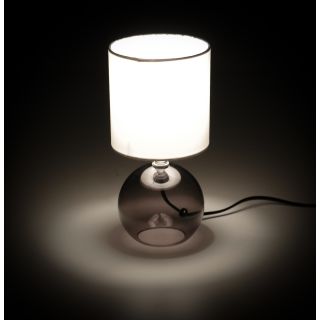 Tischlampe mit weißem Lampenschirm, Lampenfuß transparentes graues Glas, Leuchtmittel E14, max. 40W, (HxØ Fuß) ca. 24,5 x 10,5 cm