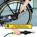 Rotierende Reinigungsbürste mit Durchflussregler für Gartenschläuche mit ¾"-Anschluß, für Autofelgen, Fahrräder, Gartenmöbel, Profilsohle