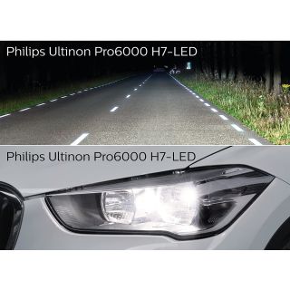 2 x Philips H7-LED-Licht Ultinon Pro6000 HL zum Nachrüsten für Scheinwerferlampen, 230% helleres Licht für ausgewählte PKWs (s. Link im Text), 5800 K rein weißes Licht, 1500 lm