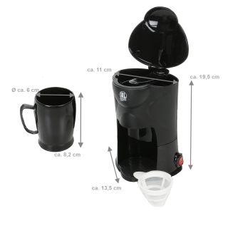 Kaffeemaschine für 1 Tasse  mit Dauerfilter, An-/Aus-Schalter mit LED, Befestigungsmaterial, 24 V für LKW, Wohnmobil, Boot