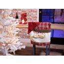 Weihnachtsstuhlbezug, weihnachtliche Stuhlhusse aus Flanellstoff und Vlies, Weihnachtsmann mit Weihnachtsmütze inkl. Bart, Knopfaugen und Mütze mit Bommel