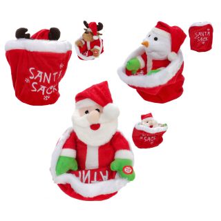 Weihnachtssack mit Jingle Bells Musik, Weihnachtsfigur die auf Knopfdruck über 30 x im Sack verschwindet und wieder auftaucht