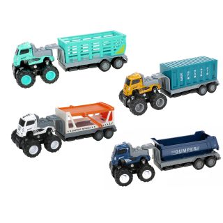 Spielzeug LKW mit Anhänger, Laster mit Friktionsantrieb, Zugmaschine mit Hänger