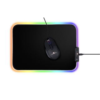 Gaming-Mauspad mit Farbwechsel, 7 RGB-Farben in 14 Licht-Modi, weiche Mikrofaser-Oberfläche, Anti-Rutsch Unterseite gummiert, inkl. USB-Anschluß und Kabel