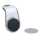 KFZ Magnet-Handyhalter für Lüftungsschlitze, 4 starke Magnete, Federklemme inkl. Silikon-Pads, plus selbstklebende Metallscheibe