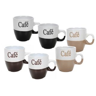 2-er Set Kaffeetassen, Keramik-Tassen mit Aufschrift Café für Espresso, Kaffee, Capuccino, mikrowellengeeignet, spülmaschinenfest, ca. 150 ml