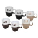 2-er Set Kaffeetassen, Keramik-Tassen mit Aufschrift Café...
