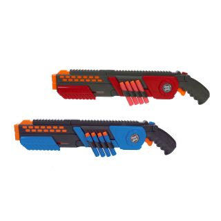 Doppelläufige Softpfeil Pistole, Spielzeuggewehr mit 4 Soft Pfeilen, Pumpgun 15 Meter Schuß-Reichweite