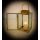 Laterne mit goldenem Metallrahmen und transparenten Milchglas-Einsätzen für Stumpenkerzen, Metalllaterne für drinnen und draußen, schließbare Tür mit Scharnieren, Klapp-Henkel, Kaminabzug