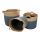 Aufbewahrungskörbe aus geflochtenem Seegras und farbigem Baumwoll-Seil, mit Tragegriffen, 3-er Set Körbe in verschiedenen Größen, (H) ca. 32, 26, 19 cm, blau
