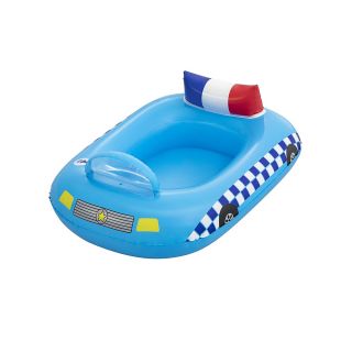 Schlauchboot Polizeiauto für Kleinkinder Länge ca. 88 cm, Ton-Funktion Polizei-Sirene, Lautsprecher, lange Batterielaufzeit, bequeme Rückenlehne, Sicherheitsventil