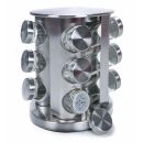 Gewürzkarussell, 12 Gewürzgläser, 360° drehbar, Gläser mit Sieb-Schüttung, spülmaschinenfest, Glasdeckel und Karussell aus Edelstahl