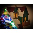 Weihnachtsszene, Weihnachtsmann-Werkstatt mit Beleuchtung und Musik, illuminiert von 20 LEDs, 18 x Multicolor, Weihnachtshaus mit Weihnachtsmann, Batteriebetrieb