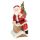 Weihnachtsmann-Figur im Retro-Design mit Geschenke-Sack beim Klettern in den Schornstein, mit goldenem Glitzerstaub