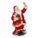 Weihnachtsmann-Figur im Retro-Design mit goldener Glocke,...
