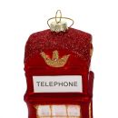 Christbaumschmuck mit Aufhänger, alt-englische Telefonzelle, alle 4 Seiten mit Aufschrift TELEPHONE und Gold-Krone