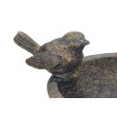 Kleine Vogeltränke mit Deko-Vogel, Halbschale in Messing-Optik, für Wasser oder Vogelfutter, Vol. max. 125 ml, Ø ca. 11,2 cm
