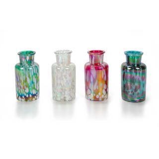 Glas-Vase Point mit irisierendem Farbverlauf, kleine Vase mit dekorativem Farbmuster für Blumen, H ca. 13 cm